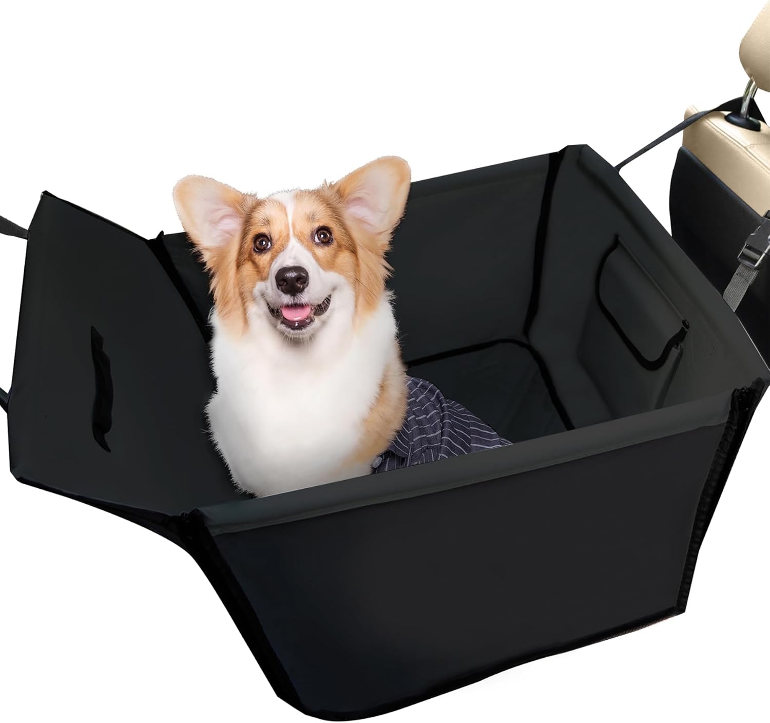 Dog Car Seat for Medium Dogs, Waterproof Scratchproof Rear Dog Booster Seat, Dog Hammock Car Seat with Dog Leash Pockets for SUVs, Cars and Trucks Travel,19" x 23"x 19"