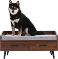 Elevated Dog Beds Frame with Mattress, Raised Wood Pet Bed Sofa Indoor for Large Medium Small Dogs Cats (Grey)