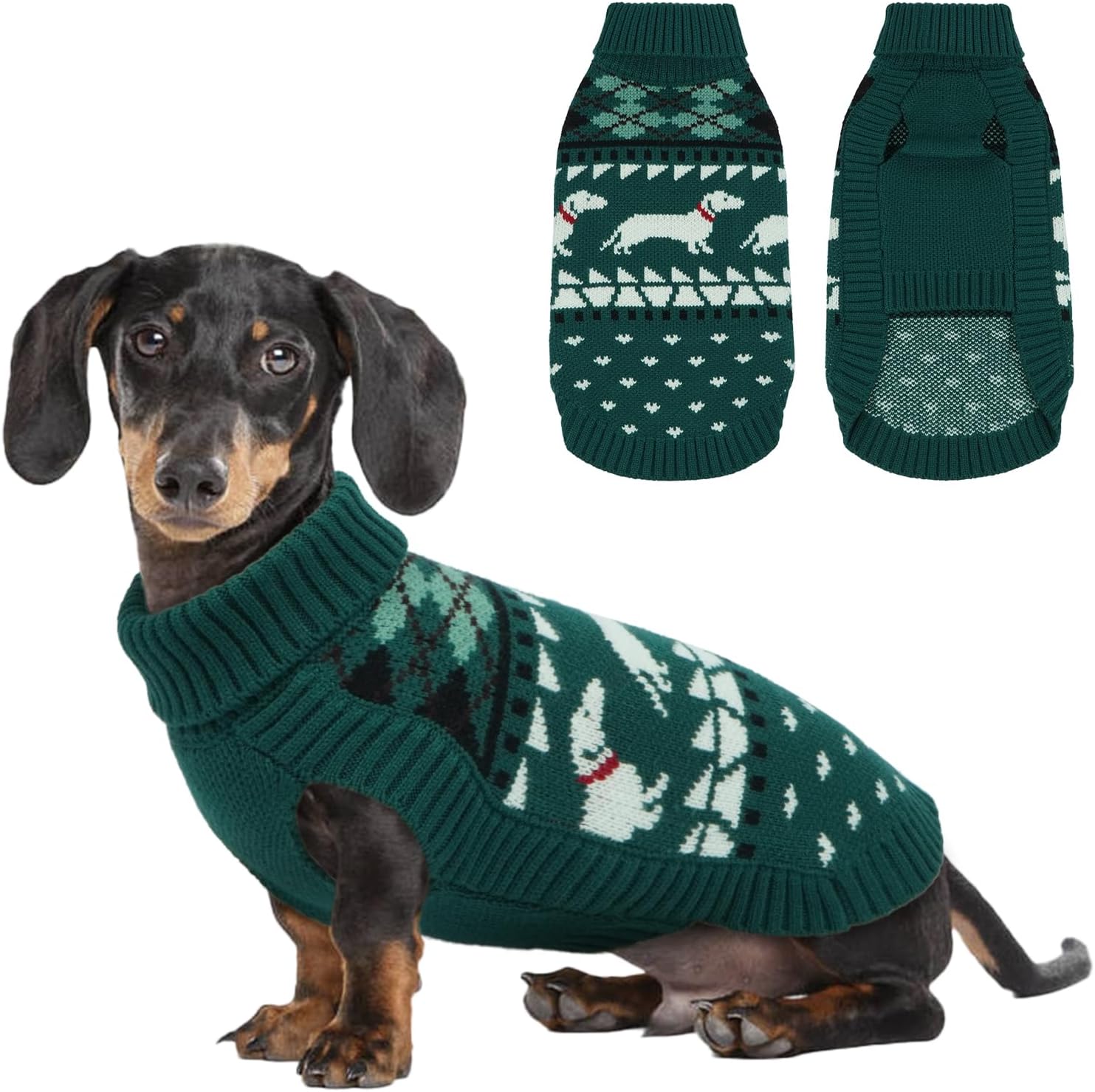 Dachshund Sweater, Turtleneck Dog Sweaters for Small Dogs, Warm Pullover Knitted Pet Coat, Cold Weather Dachshund Clothes, Fall/Winter Cozy Outfit