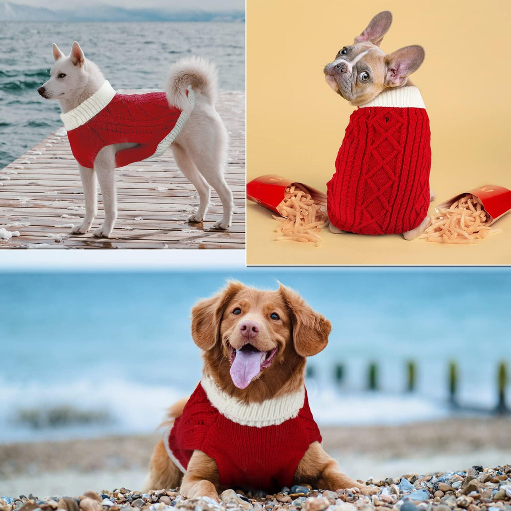Dog Sweaters with Leash Hole Turtleneck Dog Sweaters Knitwear Boys Girls Warm Soft and High Stretch Pet Clothes for Fall Winter