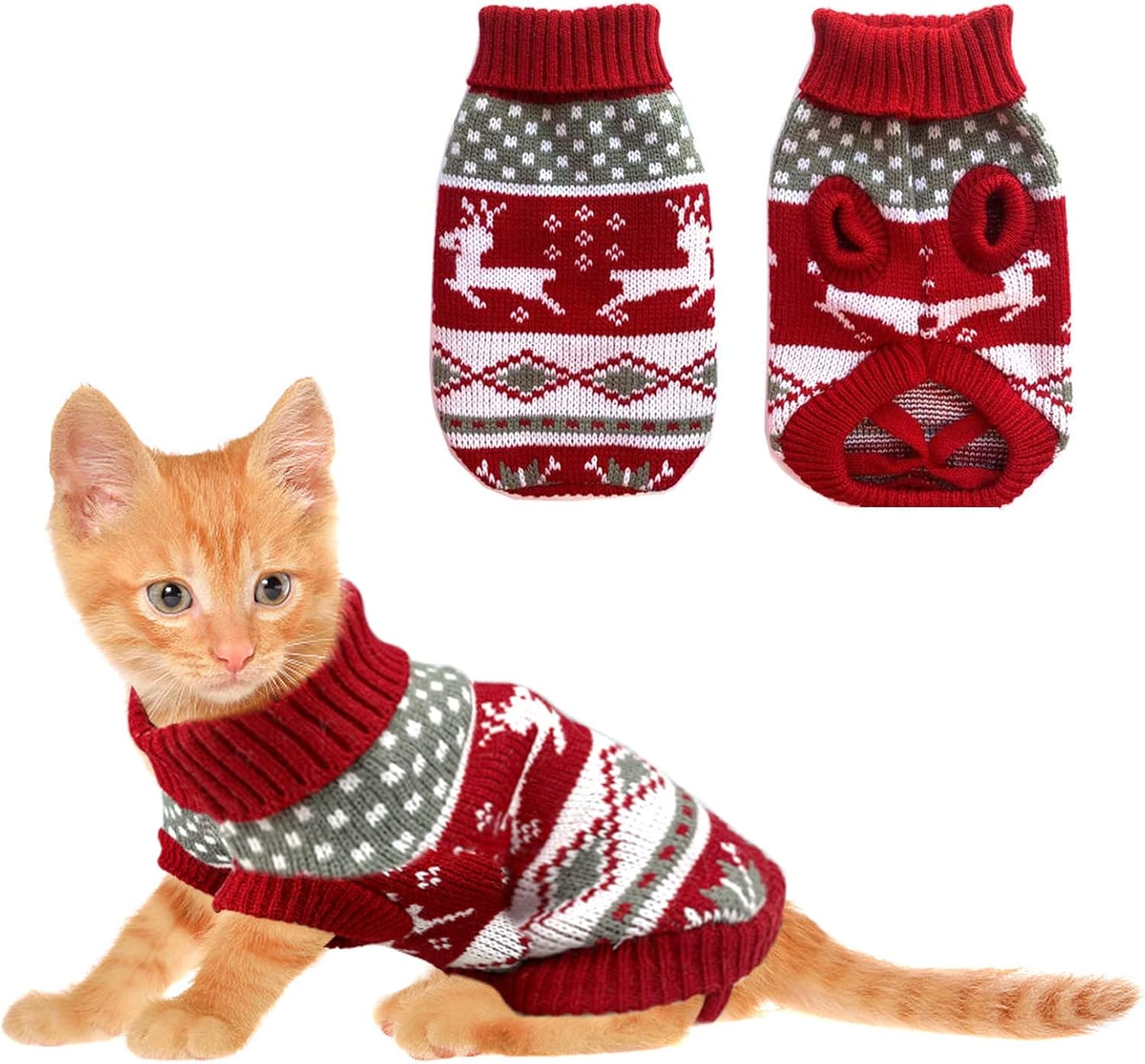 Dog Christmas Sweaters Pet Winter Knitwear Xmas Clothes Classic Warm Coats Reindeer Snowflake Argyle Sweater for Kitty Puppy Cat