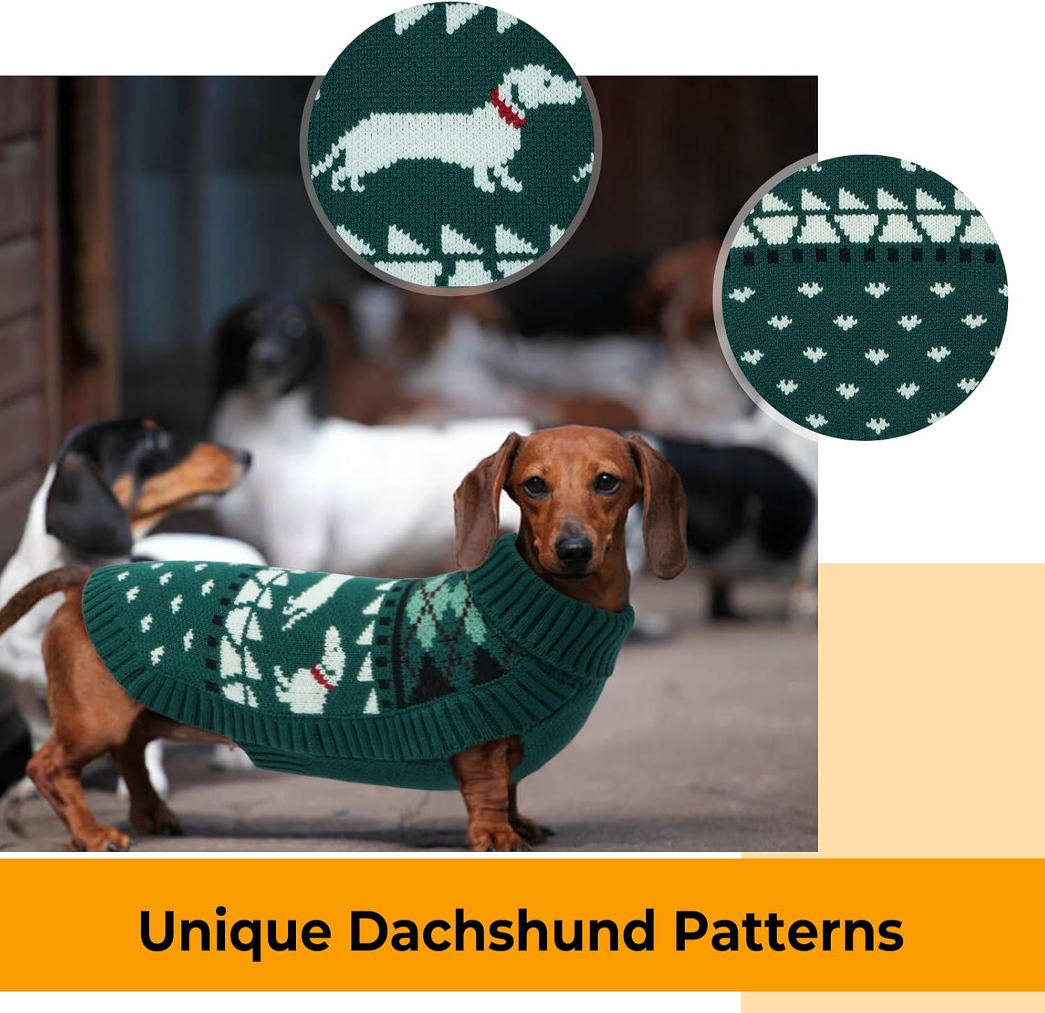 Dachshund Sweater, Turtleneck Dog Sweaters for Small Dogs, Warm Pullover Knitted Pet Coat, Cold Weather Dachshund Clothes, Fall/Winter Cozy Outfit