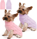2 Pack Dog Sweaters for Dogs Winter Turtleneck Pullover Cable Knit Fleece Stretch Puppy Doggie Chihuahua Toy Poodle Yorkie Pomeranian Boy Girl Pet Clothes