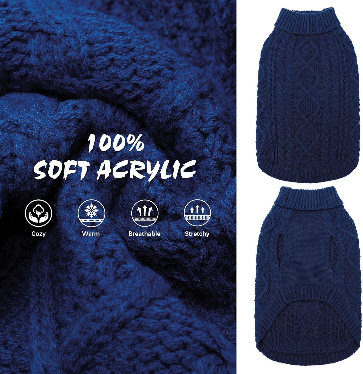Thermal Knitted Dog Sweater for  Dogs,Winter Dog Cat Coat Warm Sweartershirts Outfits,Classic Cable Knit Turtleneck Pullover Dog Jumper Coat Warm Sweartershirts