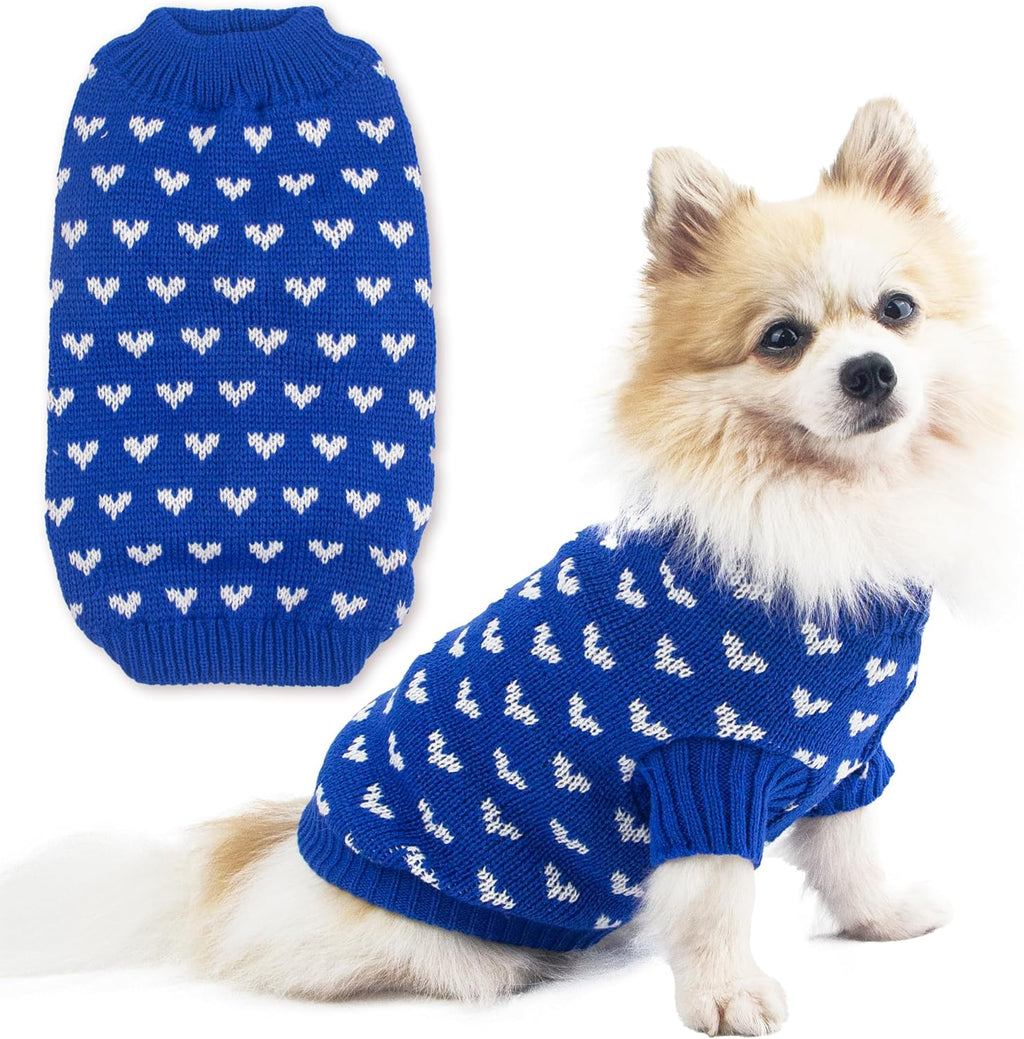 Dog Sweater Heart Puppy Sweater Warm Soft Pet Cloth Dog Outfits for Small Dogs and Cats