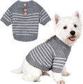 Dog Knitted Sweater with Wooden Buttons Cozy Pet Striped Winter Clothes for Chihuahuas Small Dogs Cats Boy